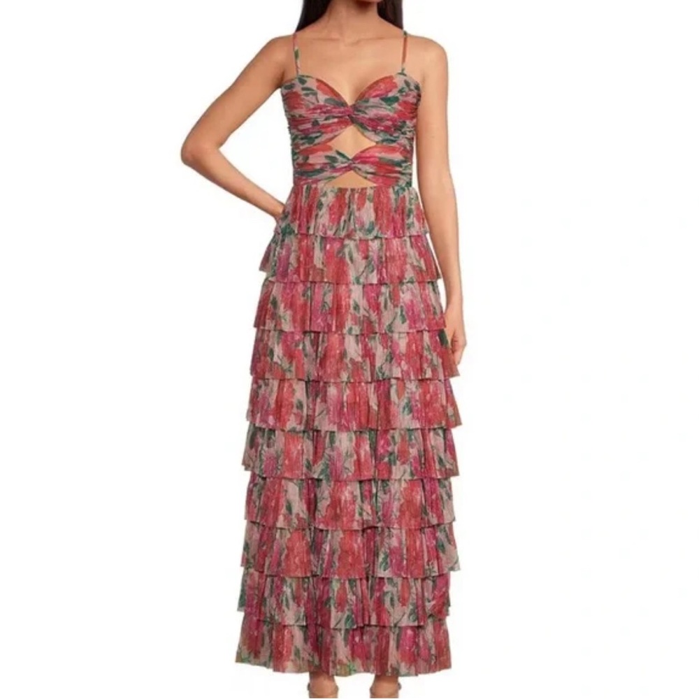 Gianni Bini Pink Ruffled Tiered Maxi Dress for Prom